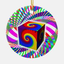 Rainbow Spiral Cube Julgransprydnad Keramik