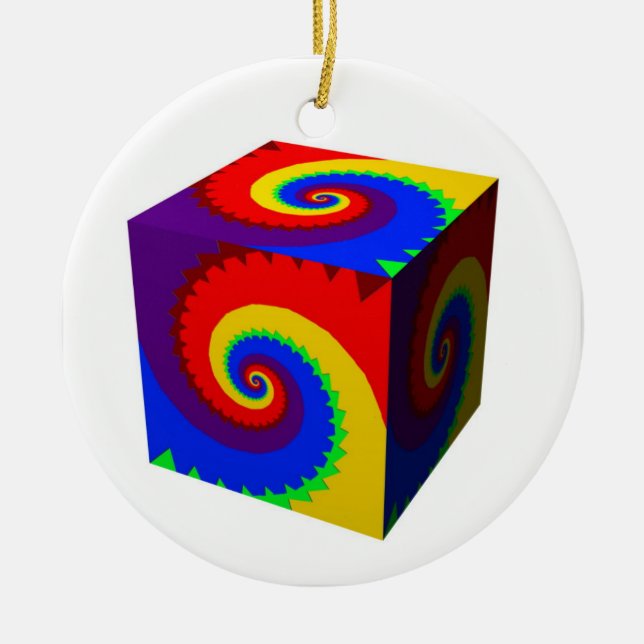 Rainbow Spiral Cube Julgransprydnad Keramik (Framsidan)