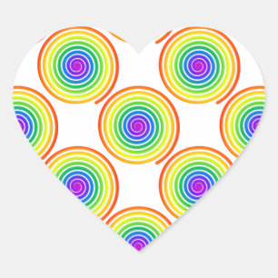 Rainbow Spiral Mönster Hjärtformat Klistermärke