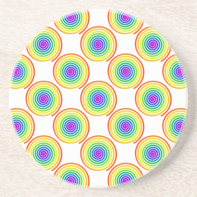 Rainbow Spiral Mönster Underlägg Sandsten (Framsidan)
