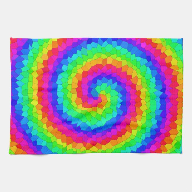 Rainbow Spiral Mosaic Tile Kökshandduk (Horisontell)