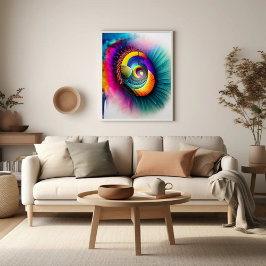 Rainbow Spiral Öga Abstrakt Hypnotic Visionary Poster