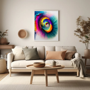 Rainbow Spiral Öga Abstrakt Hypnotic Visionary Poster
