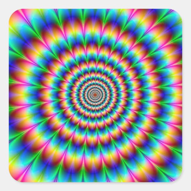 Rainbow Spiral optical Illusion Fyrkantigt Klistermärke (Framsida)