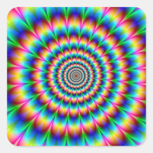 Rainbow Spiral optical Illusion Fyrkantigt Klistermärke