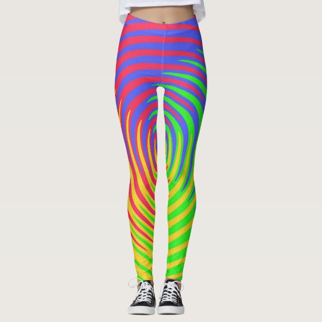 Rainbow Spiral Red Gult Grönt Blue Leggings (Framsida)