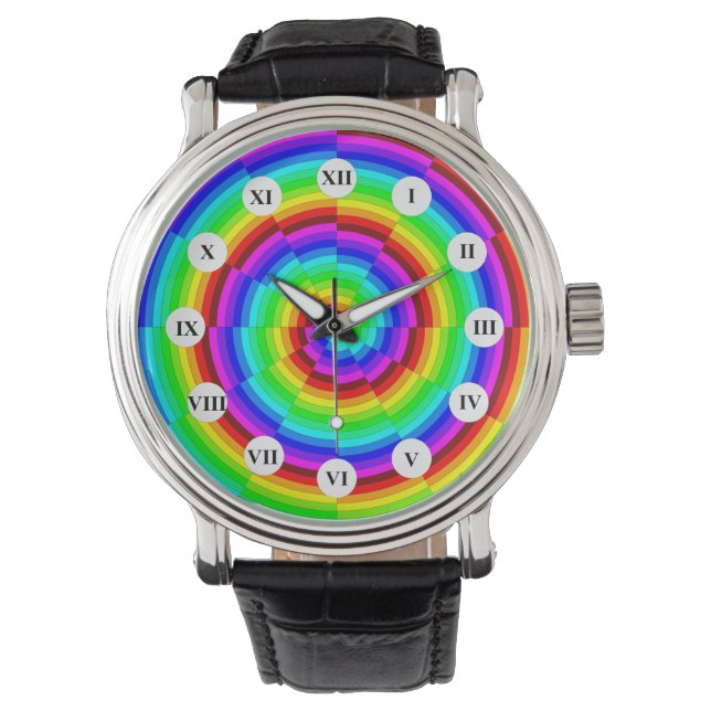 Rainbow Spiral (Roman Ansikte) av Kenneth Yoncich Armbandsur (Framsida)