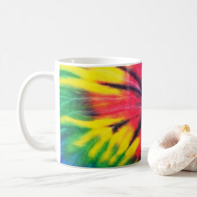 Rainbow Spiral Tie Dye Photo Kaffemugg (Med munk)