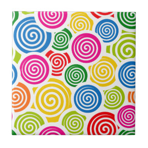 Rainbow Spiral Tile Kakelplatta