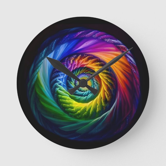 Rainbow Spiral ut Rund Klocka (Framsida)