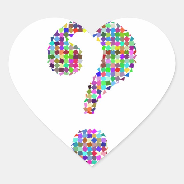 Rainbow Splatter - frågetecken Hjärtformat Klistermärke (Framsida)