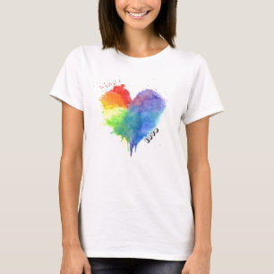 Rainbow Splatter Heart Kärlek T Shirt