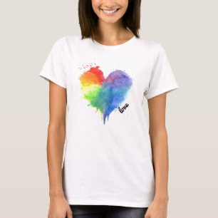 Rainbow Splatter Heart Logotyp kärlek t shirt