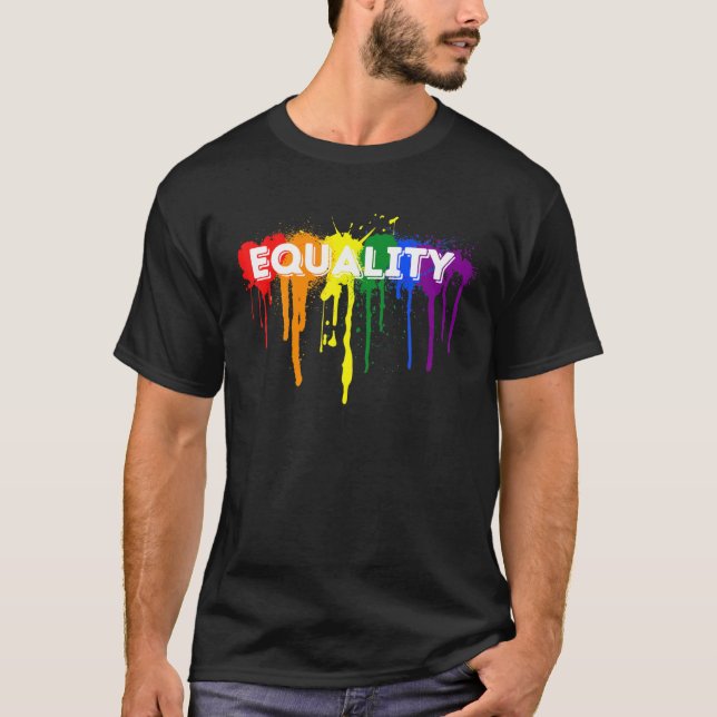 Rainbow Splatter LGBTQ Equality T Shirt (Framsida)