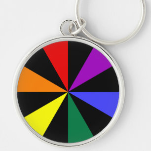 Rainbow Spokes Rund Silverfärgad Nyckelring