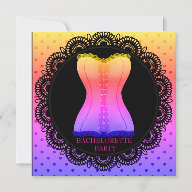 Rainbow SPOT CORSET BACHELORETTE PARTY-INBJUDAN Inbjudningar (Framsida)