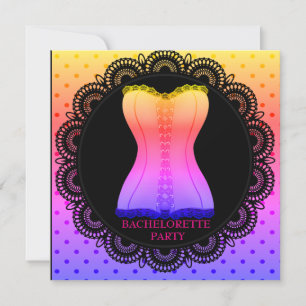 Rainbow SPOT CORSET BACHELORETTE PARTY-INBJUDAN Inbjudningar