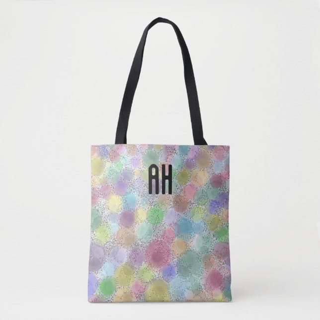 Rainbow Spots Monogram Tote Tygkasse (Framsida)