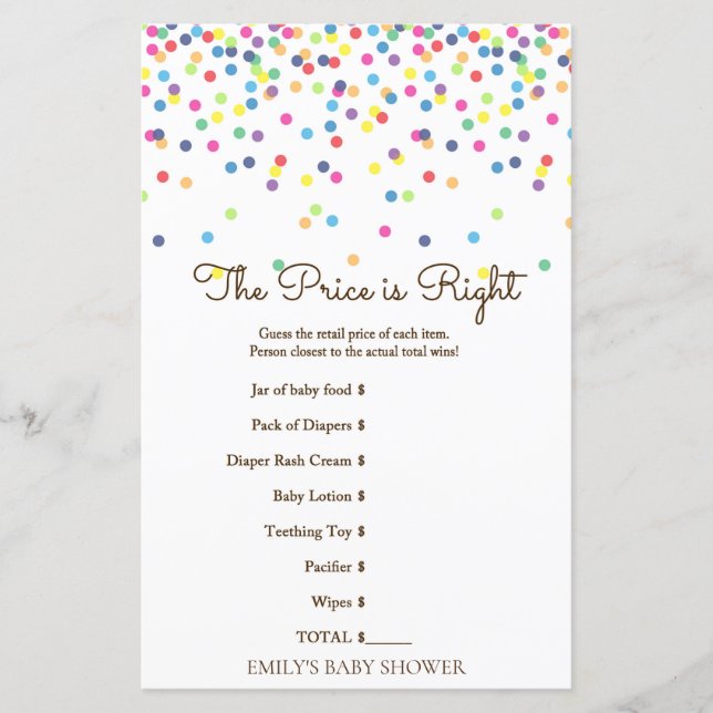 Rainbow Sprinkle Baby Shower Game PRINTED (Framsida)