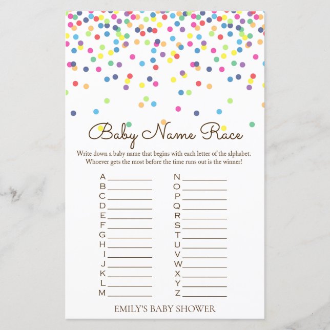 Rainbow Sprinkle Baby Shower Game PRINTED (Framsida)