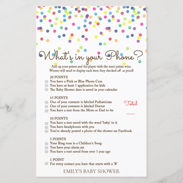 Rainbow Sprinkle Baby Shower Game PRINTED (Framsida)