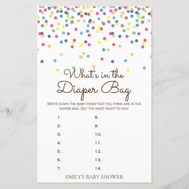 Rainbow Sprinkle Baby Shower Game PRINTED (Framsida)