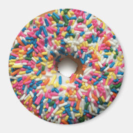 Rainbow Sprinkle Donut 3-tums runda magnet
