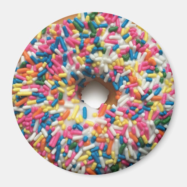 Rainbow Sprinkle Donut 3-tums runda magnet (Framsidan)