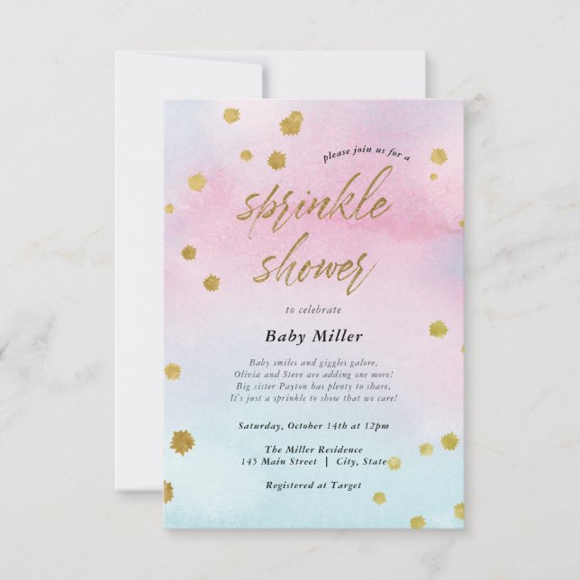 Rainbow Sprinkles Baby Sprinkle Inbjudningar (Framsida)