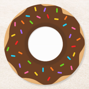 Rainbow Sprinkles Chocolate Donut Underlägg Papper Rund