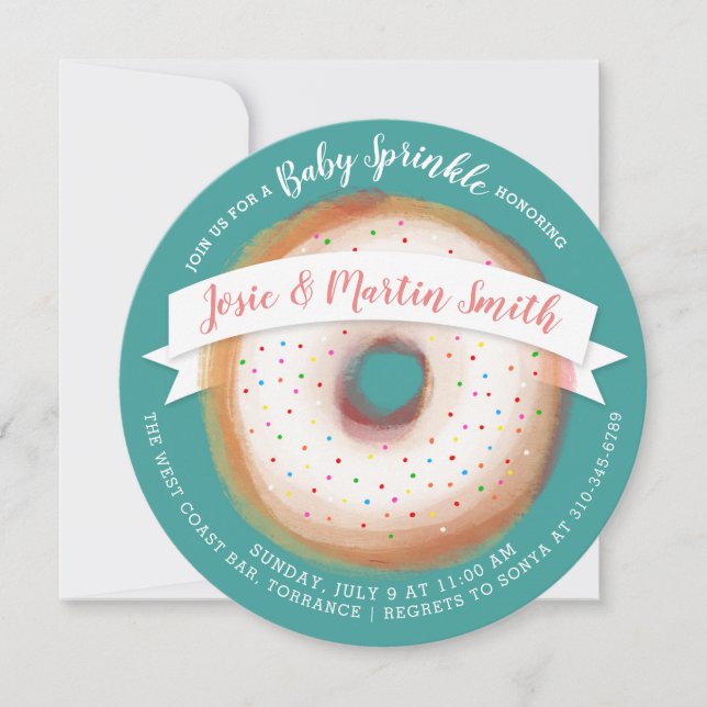Rainbow Sprinkles Donut Baby Shower Baby Sprinkle Inbjudningar (Framsida)