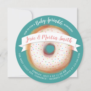 Rainbow Sprinkles Donut Baby Shower Baby Sprinkle Inbjudningar
