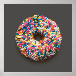 Rainbow Sprinkles Donut poster (på grått)