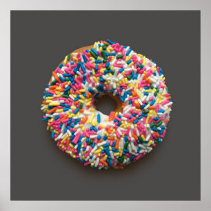 Rainbow Sprinkles Donut poster (på grått)