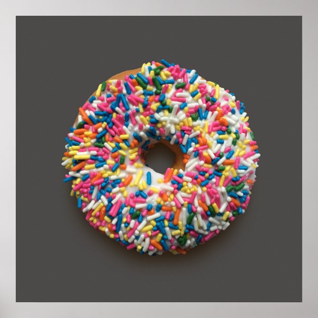 Rainbow Sprinkles Donut poster (på grått) (Framsidan)