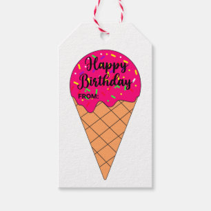 Rainbow Sprinkles Ice Cream Cone Barns födelsedag Presentetikett