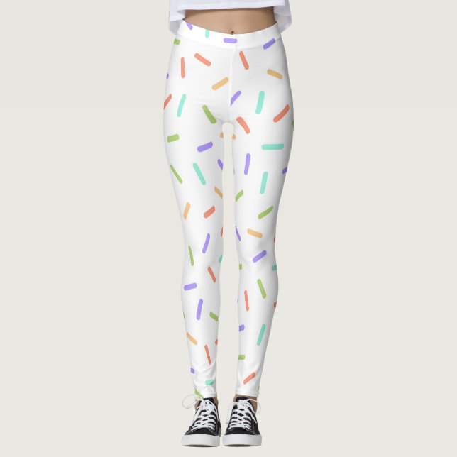 Rainbow sprinkles konetti roligt färglös mönster leggings (Framsida)