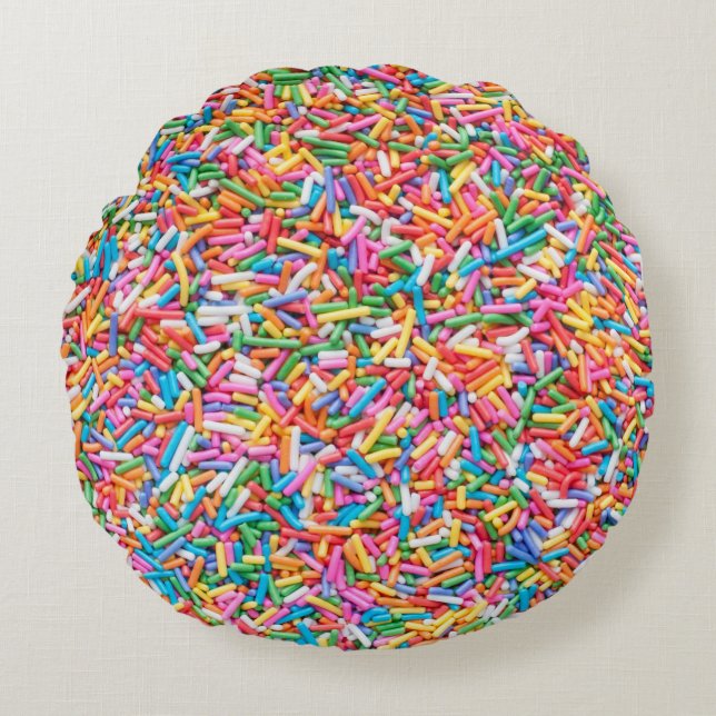 Rainbow sprinkles rund kudde (Framsidan)