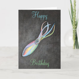 Rainbow Squid Birthday Card Kort