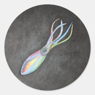 Rainbow Squid Stickers Runt Klistermärke