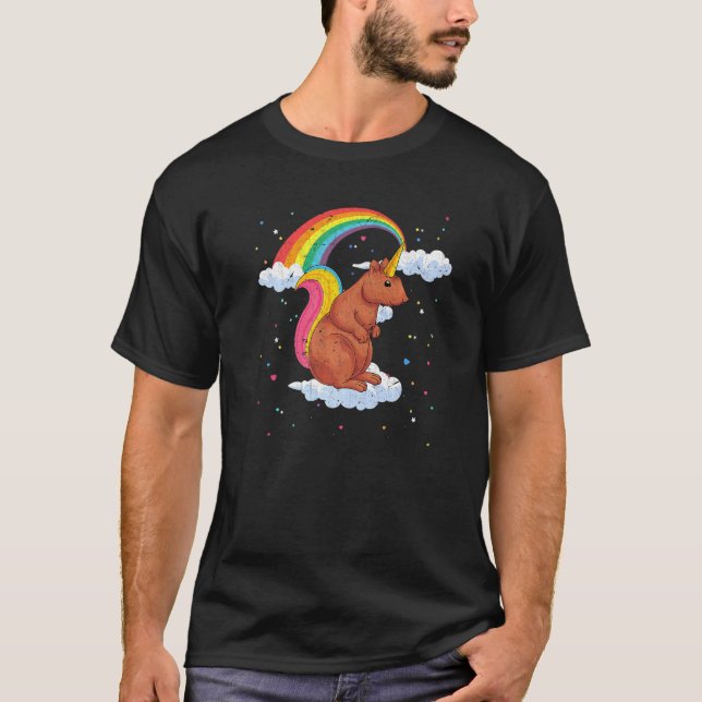 Rainbow Squirrelcorn Fantasy Forest Animal Squirre T Shirt (Framsida)