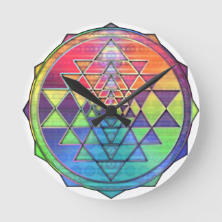 Rainbow Sri Yantra för Kärlek & Wealth Rund Klocka