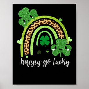 Rainbow St patricks day Leopard Print Lycklig Luck Poster