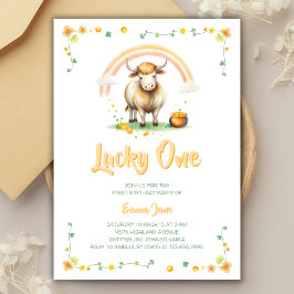 Rainbow St patricks day Lucky 1:a födelsedag Inbjudningar