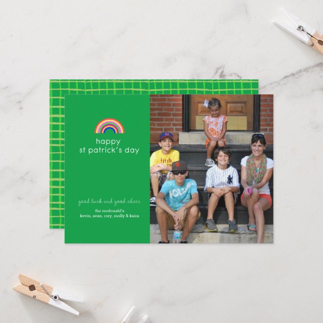 Rainbow St patricks day Photo Card Kort (Fram/Back In Situ)