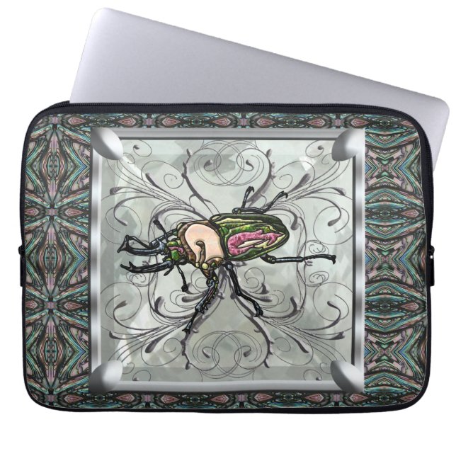 Rainbow Stag Beetle Laptop Sleeve (Framsidan)