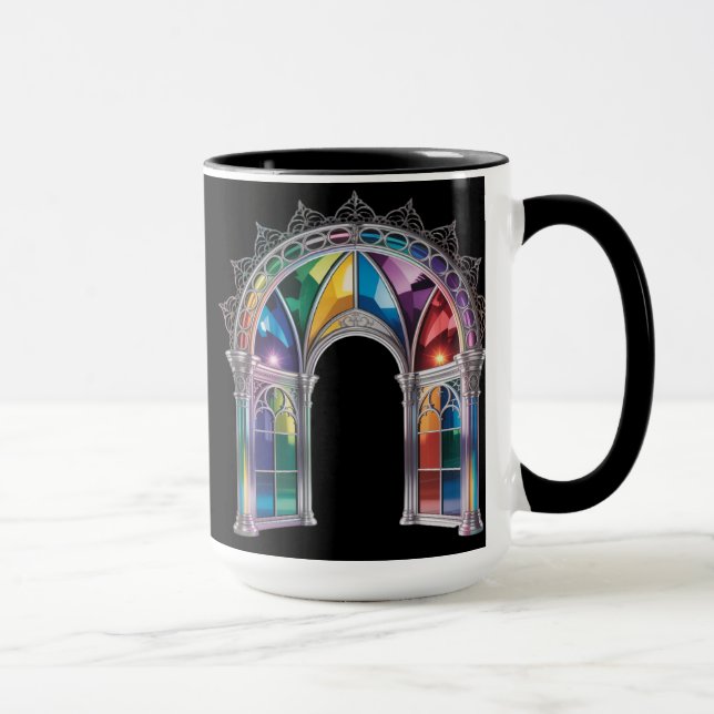 Rainbow Stained Glass Arch — Gothic Cathedral Wind Mugg (Höger)