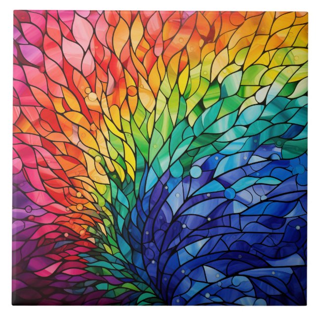 Rainbow Stained Glass  Kakelplatta (Framsidan)