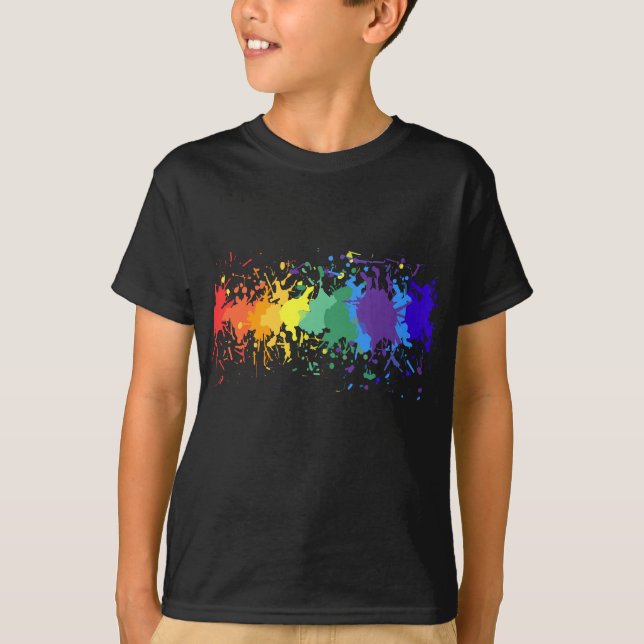 RAINBOW STÄNK ARTISTIC GRAFFITI PAINT DRIP T SHIRT (Framsida)