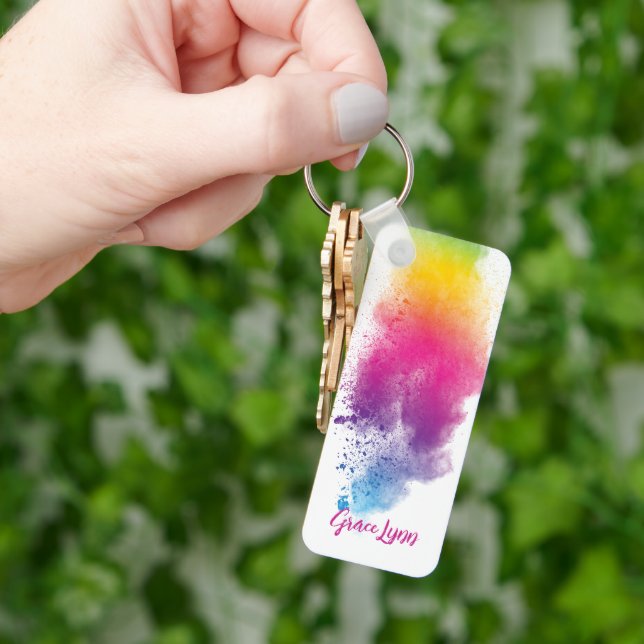 Rainbow Stänk Dyeing Keychain Nyckelring (Hand)